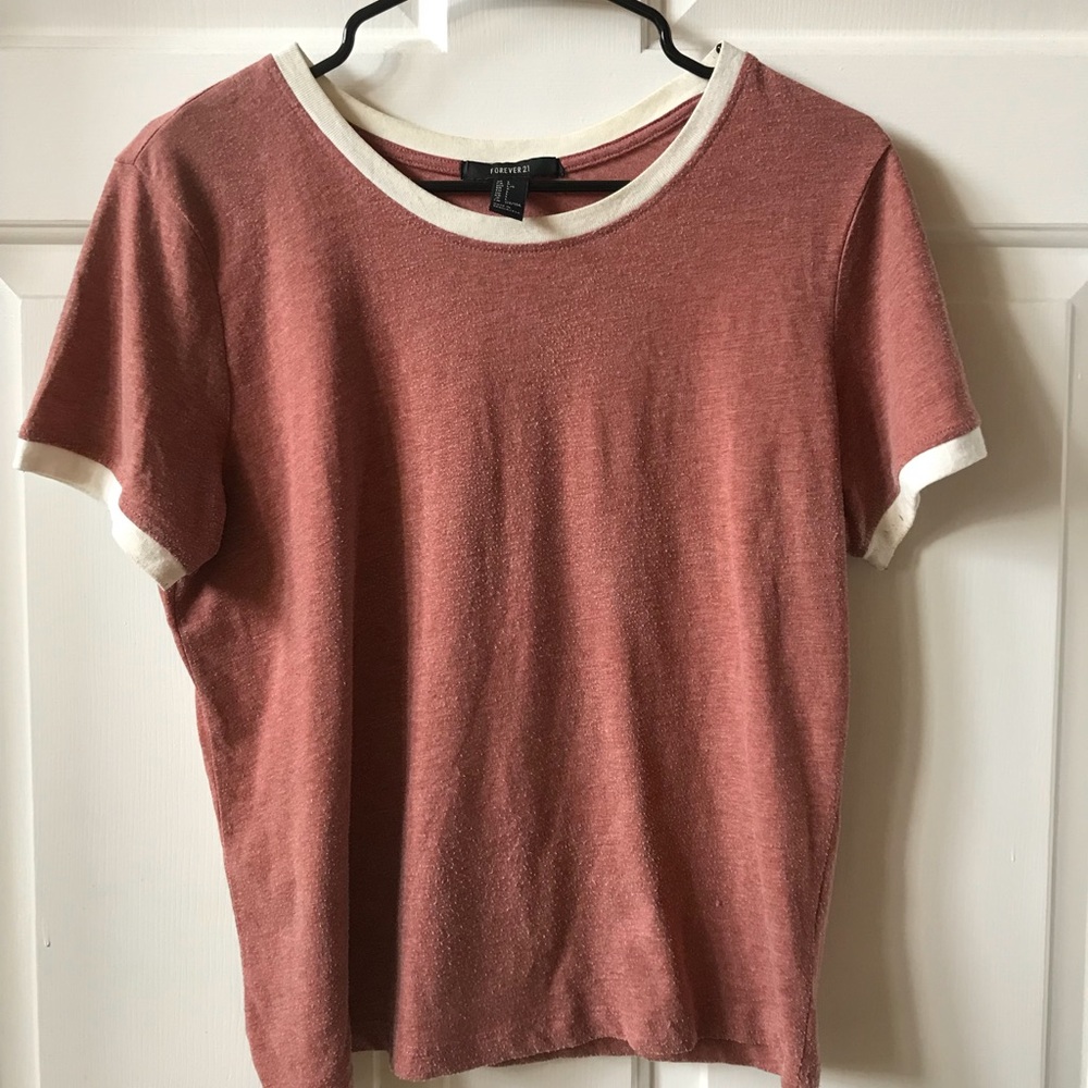 Forever 21 Ringer Crop Top Muted Red😋